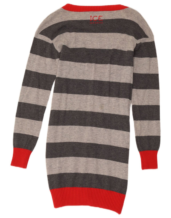 Pulover cardigan pentru femei Iceberg UK 10 Lână cu dungi gri mici