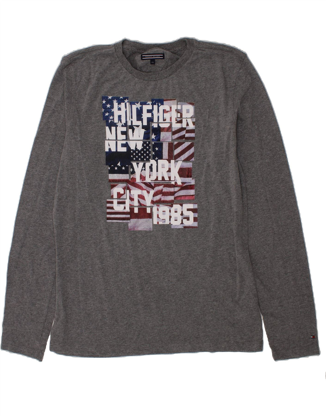 TOMMY HILFIGER Boys Graphic Top Long Sleeve 15-16 Years Grey Classic Vintage Tommy Hilfiger and Second-Hand Tommy Hilfiger from Messina Hembry 