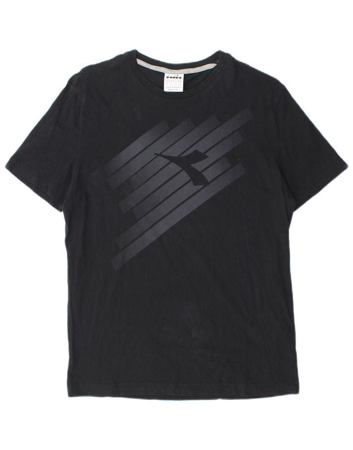 Tricou grafic Diadora pentru bărbați Top mediu negru bumbac