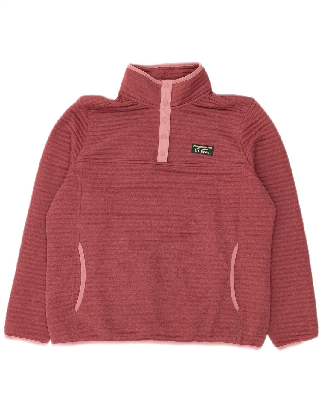 L.L.BEAN Pulover pentru damă cu gât cu nasturi, UK 14 Burgundy mediu