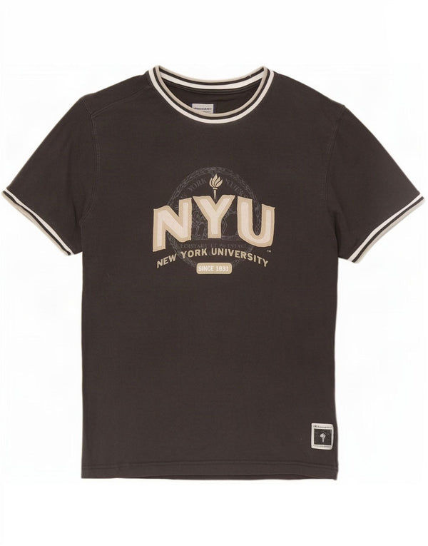 Tricou grafic Champion pentru bărbați New York University Top mic, gri bumbac