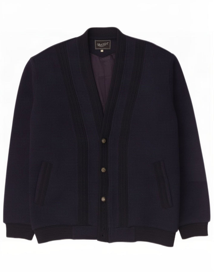 Jachetă Bomber Vintage pentru bărbați din tricot UK 40, mare, bleumarin