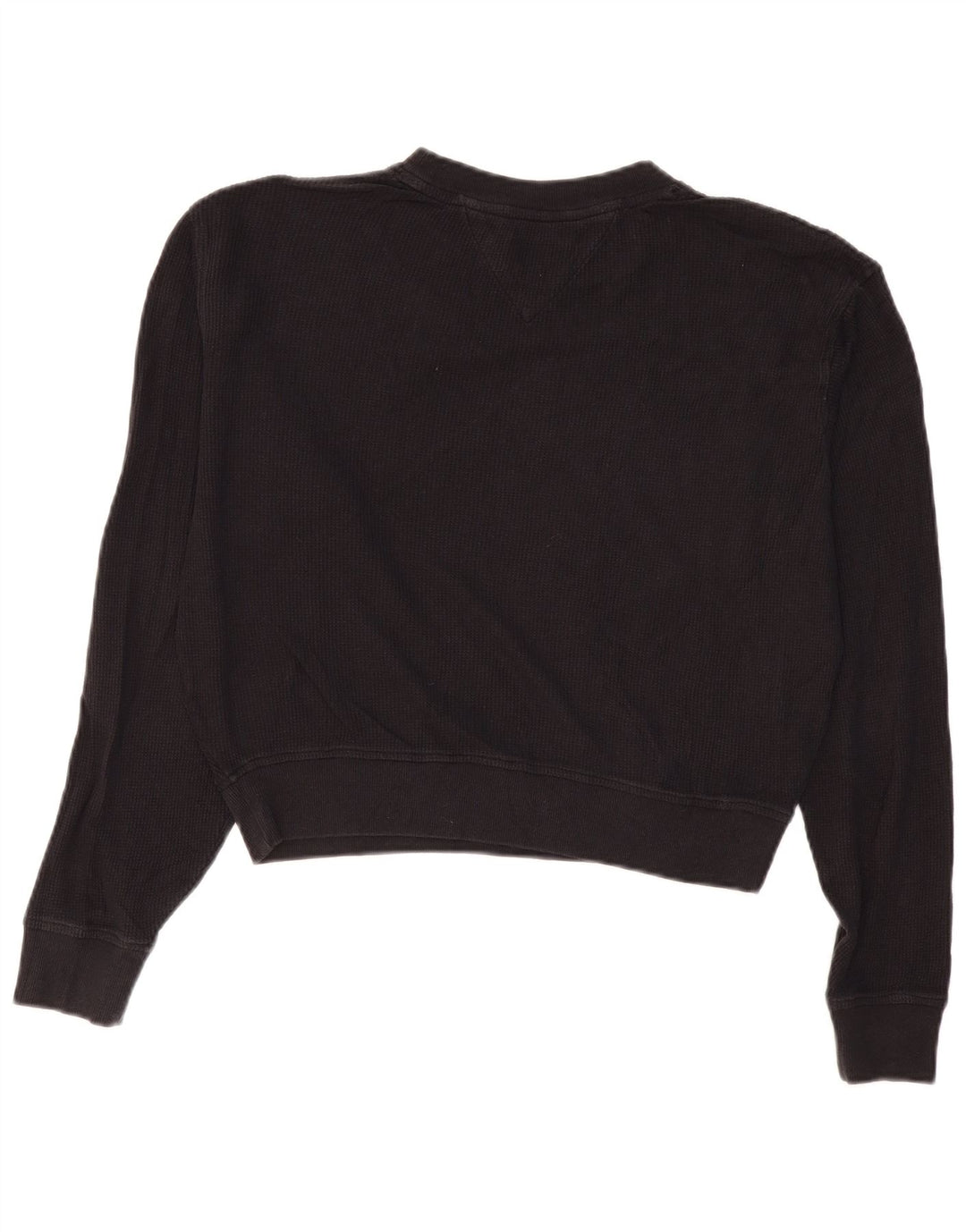 TOMMY HILFIGER Crop Top supradimensionat cu mânecă lungă UK 10 Mic Negru