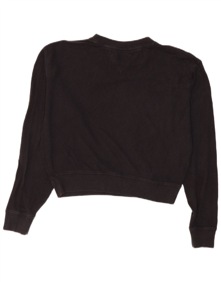 TOMMY HILFIGER Crop Top supradimensionat cu mânecă lungă UK 10 Mic Negru