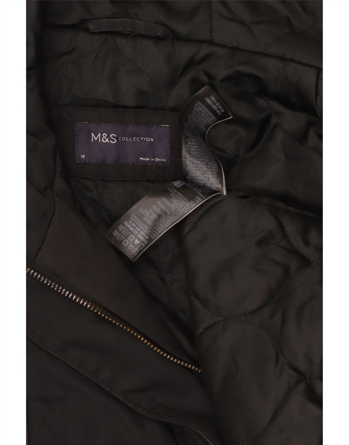 Jachetă Parka cu glugă pentru femei Marks & Spencer UK 16 Poliester negru mare