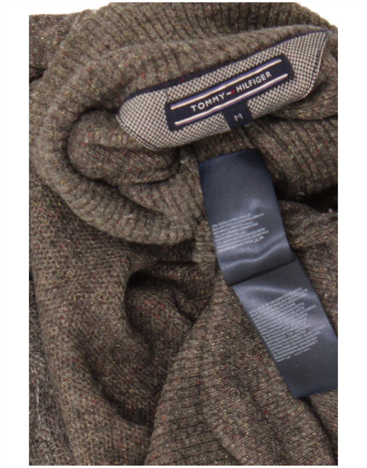 Pulover Tommy Hilfiger pentru bărbați, cu gât cu nasturi, lână, gri mediu