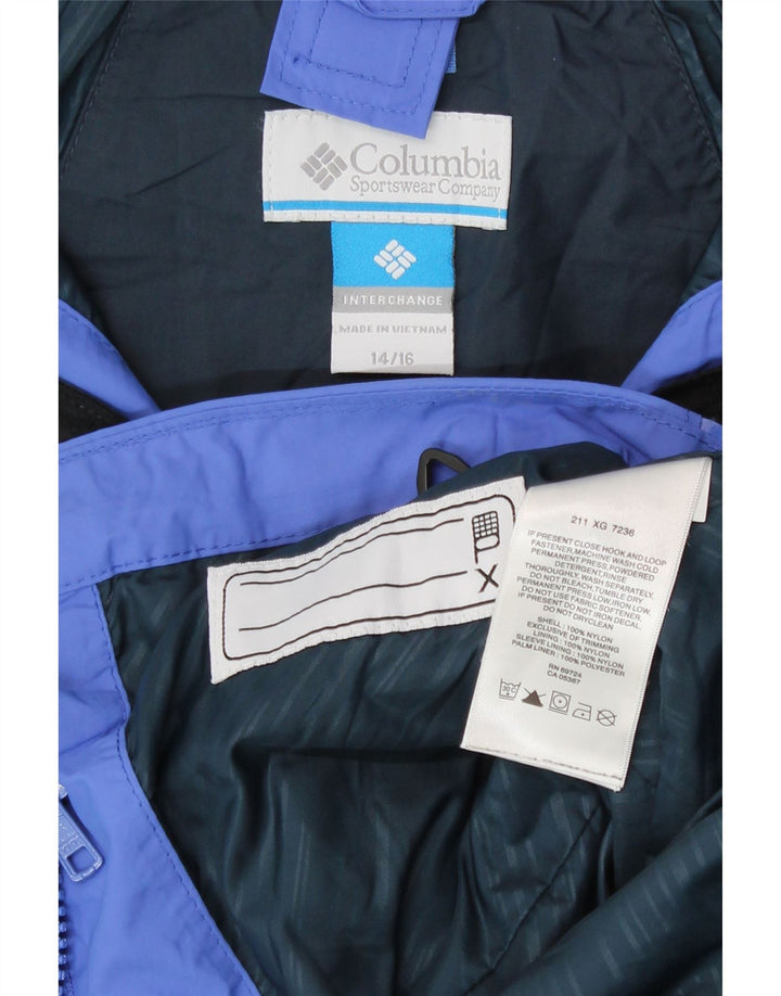 Jachetă impermeabilă cu glugă Columbia pentru fete 14-15 ani, albastru