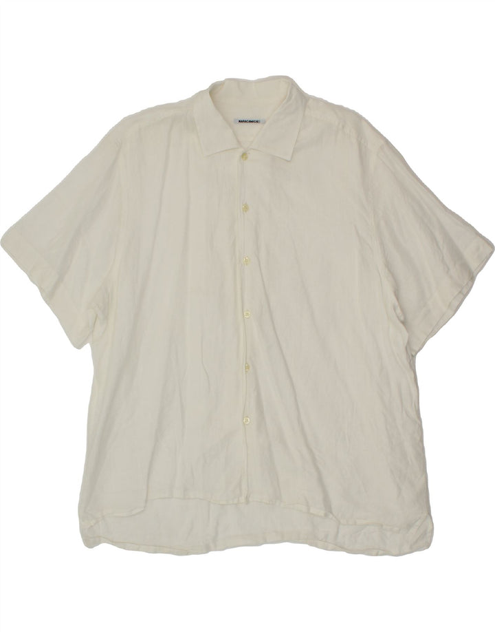NARACAMICIE Mens Short Sleeve Shirt 2XL White Vintage Naracamicie and Second-Hand Naracamicie from Messina Hembry 