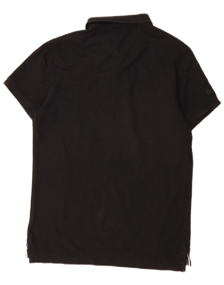 Tricou polo grafic pentru bărbați Superdry, bumbac negru mare