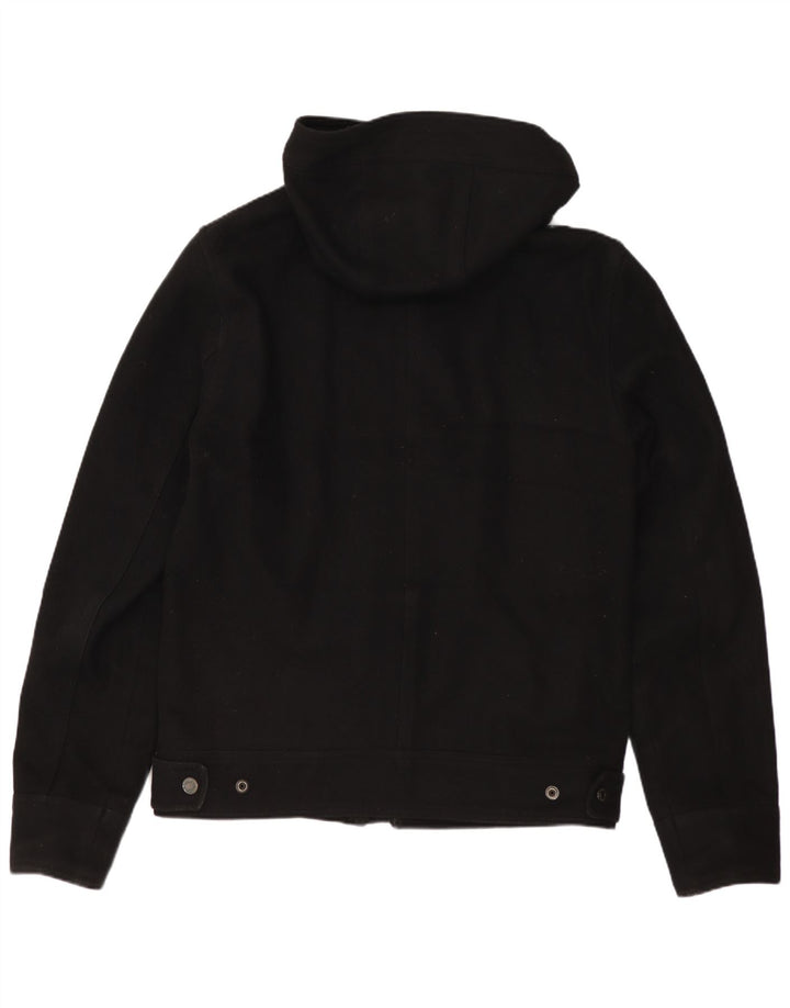 CALVIN KLEIN JEANS Bomber cu glugă pentru bărbați UK 38 Lână neagră medie