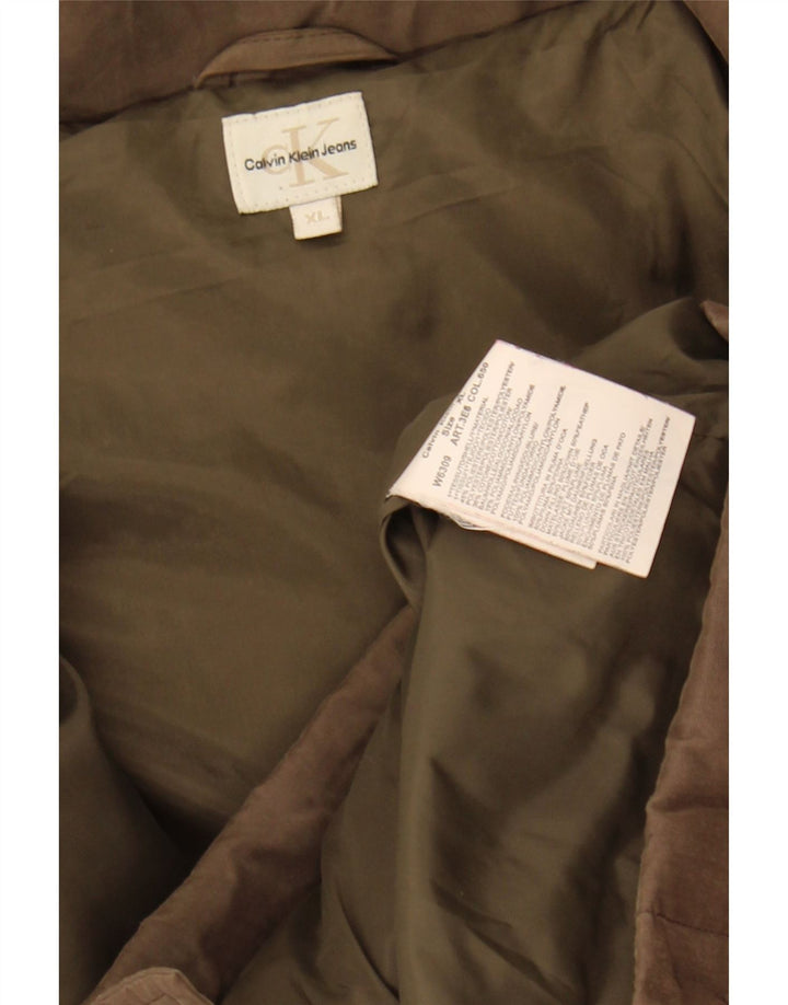 CALVIN KLEIN JEANS Mens Padded Jacket UK 42 XL Brown Polyester