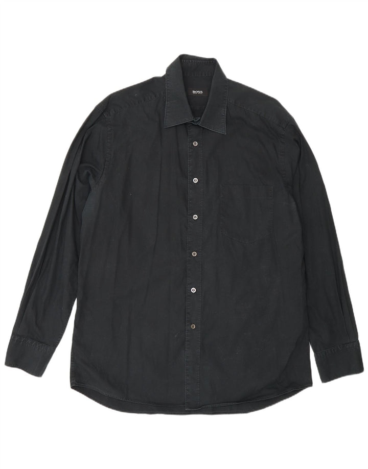 Cămașă pentru bărbați Hugo Boss Mărimea 16 1/2 mare, bumbac negru