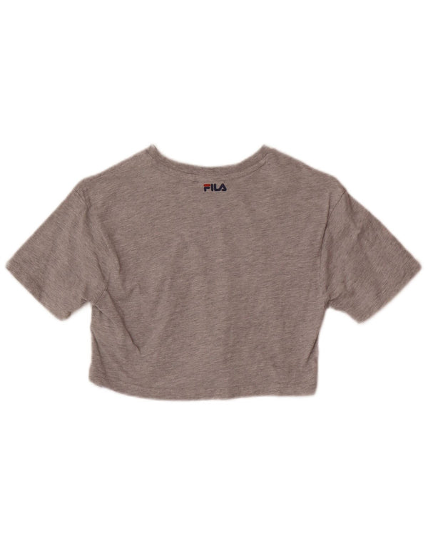 Tricou Crop Graphic Fila Fete Top 9-10 Ani Gri Bumbac