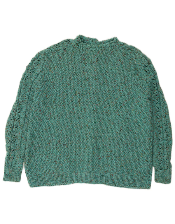 Pulover cardigan vintage pentru femei UK 16 mare turcoaz pete