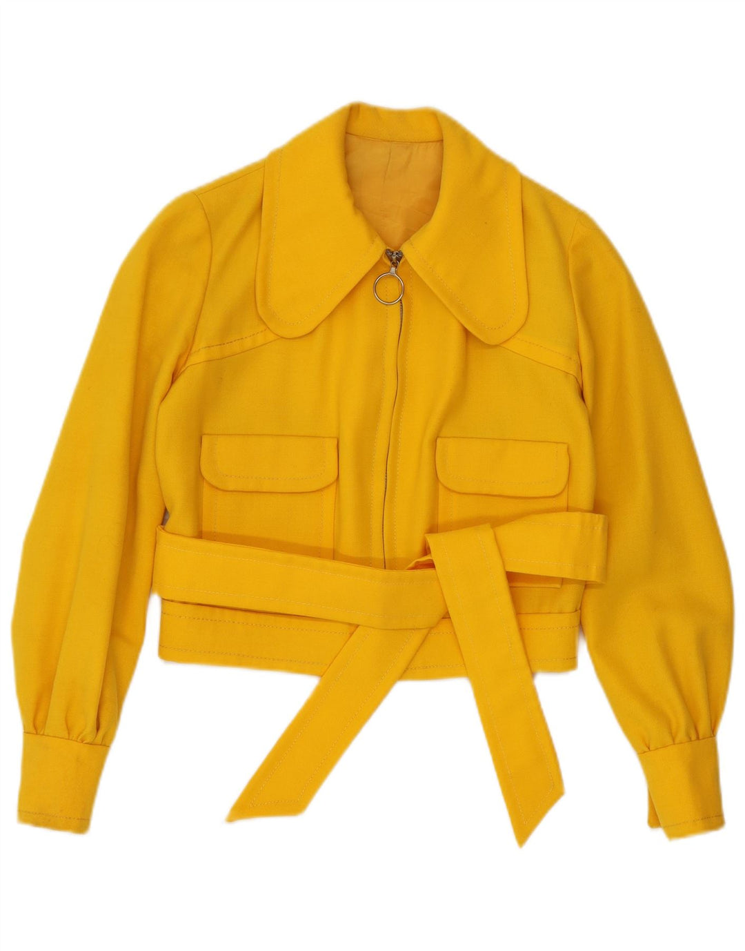 Jachetă Bomber Crop pentru femei VINTAGE UK 8 Small Yellow