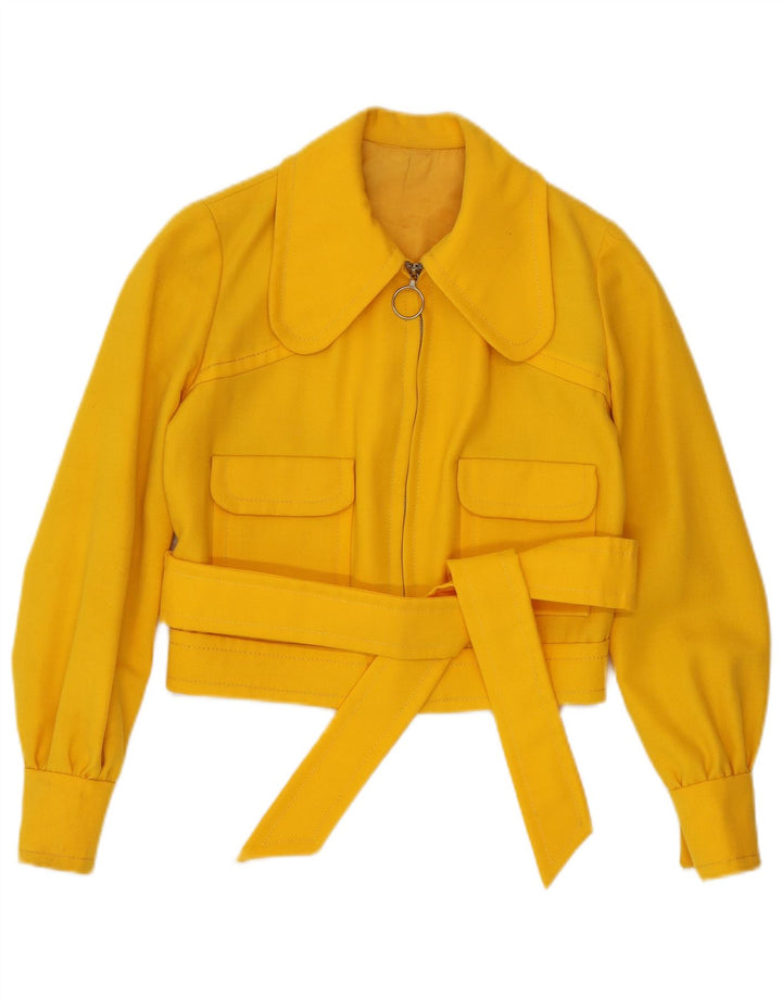 Jachetă Bomber Crop pentru femei VINTAGE UK 8 Small Yellow