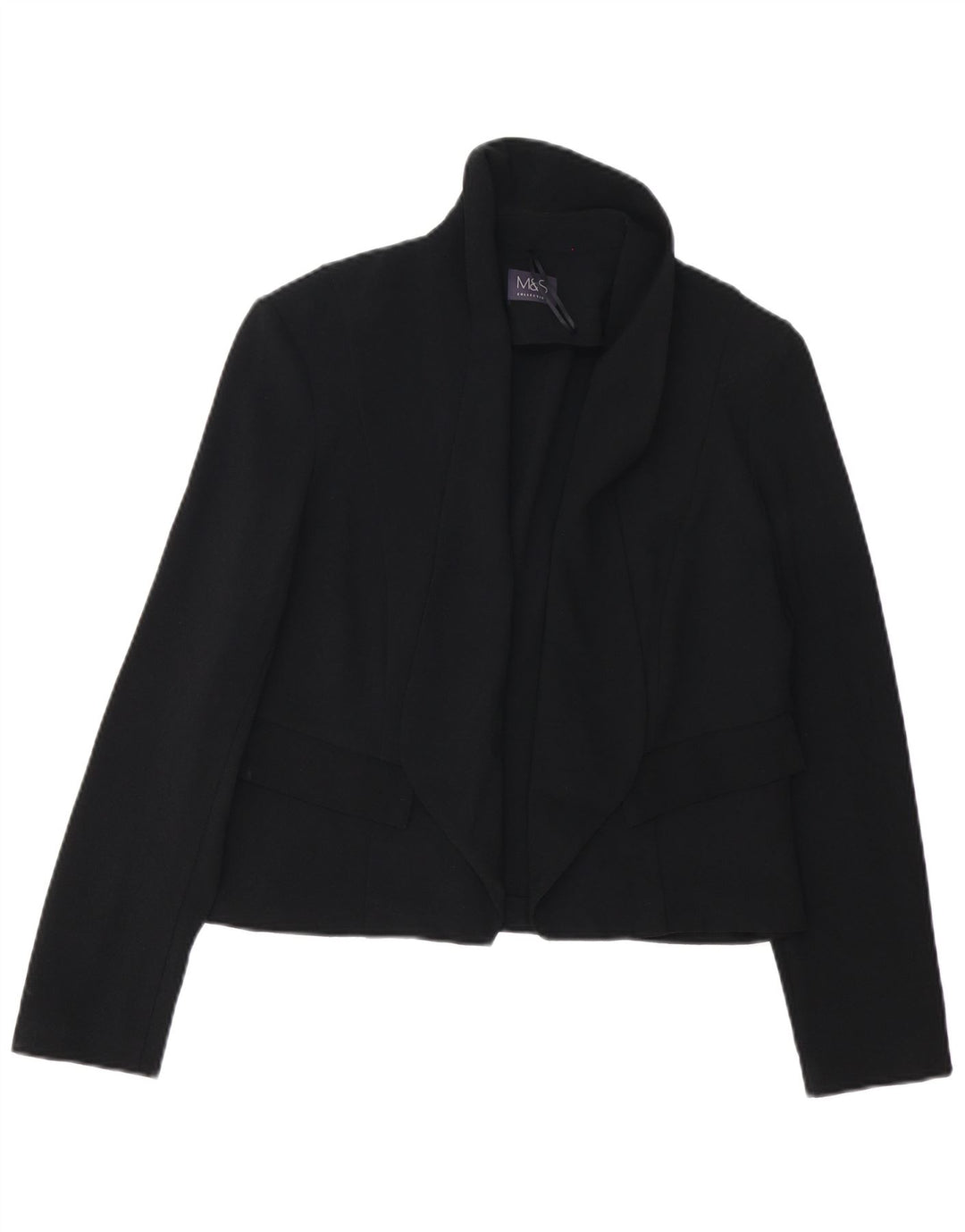 MARKS & SPENCER Jachetă Blazer deschisă pentru femei UK 12 Poliester mediu negru