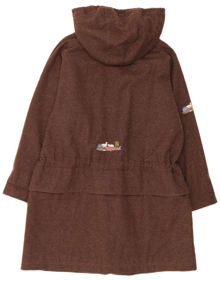 Jachetă Parka cu glugă supradimensionată pentru femei Vintage UK 10 Lână maro mică