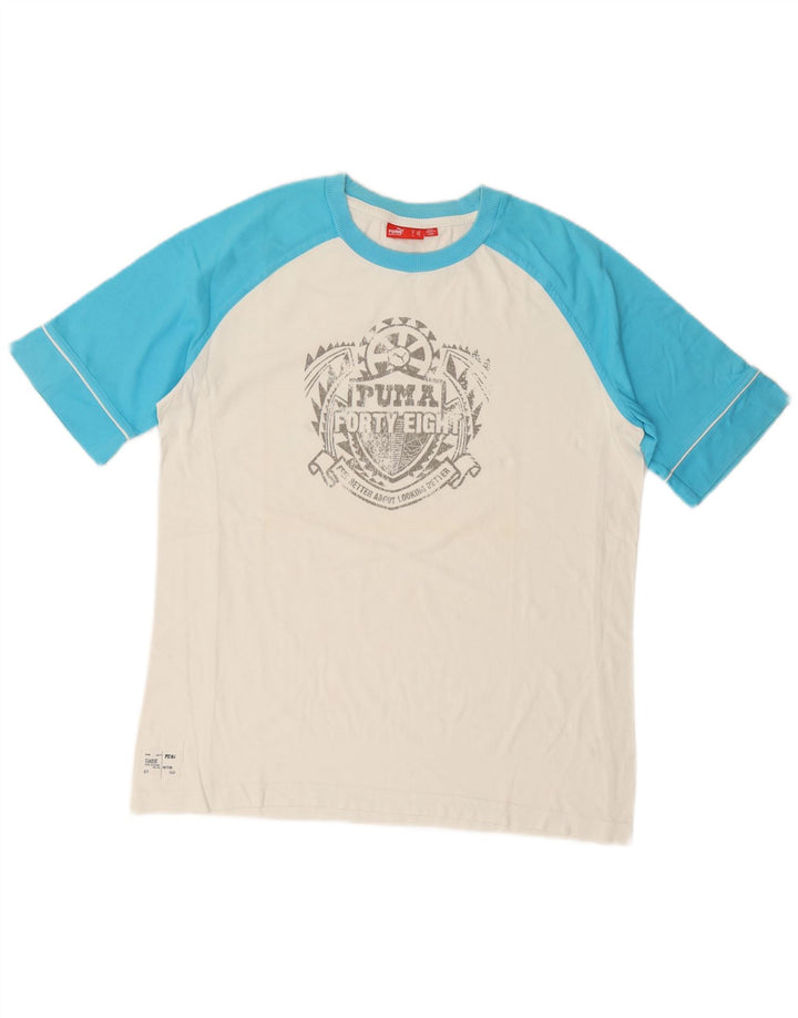 PUMA Mens Graphic T-Shirt Top Medium White Colourblock