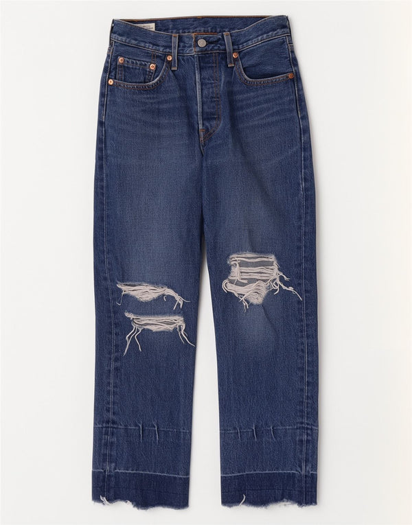 Blugi drepti distressed 501 Levi's pentru femei W25 L26 bumbac bleumarin