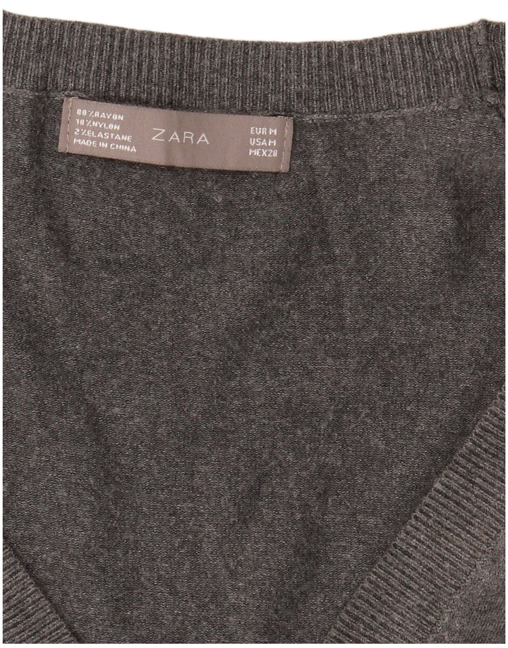 Pulover cardigan pentru femei Zara UK 12, raion gri mediu
