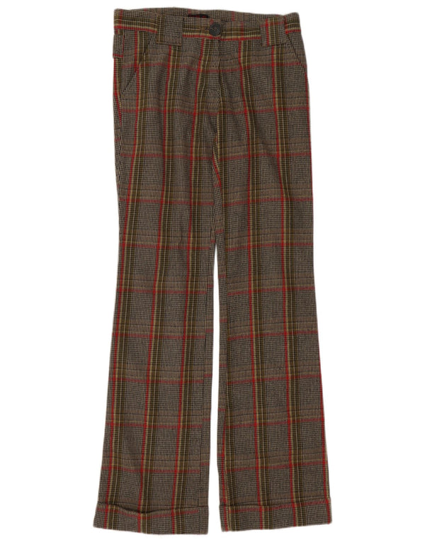 Pantaloni casual pentru femei Replay cu picioare largi L28 L35 bumbac maro picior de poule