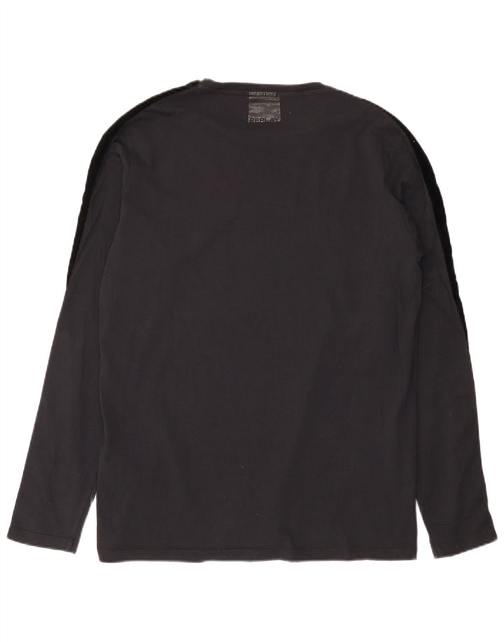 Replay Top pentru bărbați cu mânecă lungă, mare, negru, color block, bumbac
