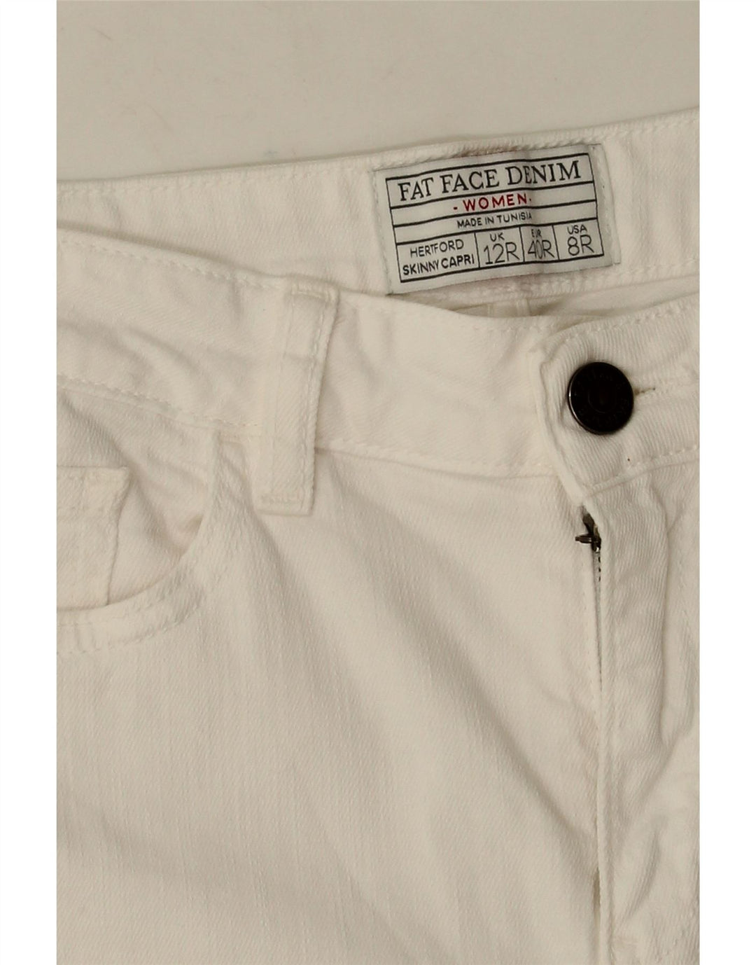 Fat Face Blugi Capri pentru femei UK 12 Medium W28 L20 Bumbac alb