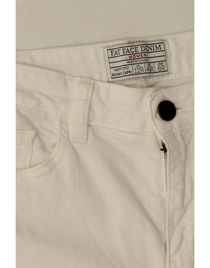 Fat Face Blugi Capri pentru femei UK 12 Medium W28 L20 Bumbac alb