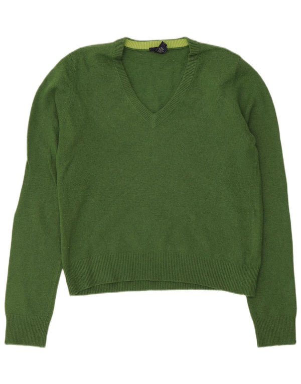 Pulover cu decolteu în V Gant pentru femei UK 14 Lână verde mare
