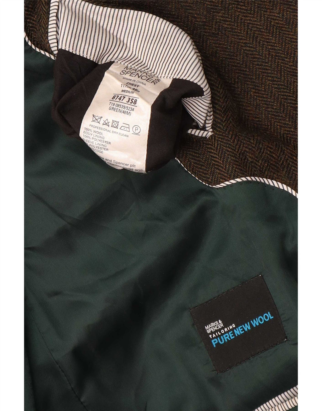 Jachetă pentru bărbați Marks & Spencer, cu 2 nasturi, UK 46 XL, lână maro cu oase