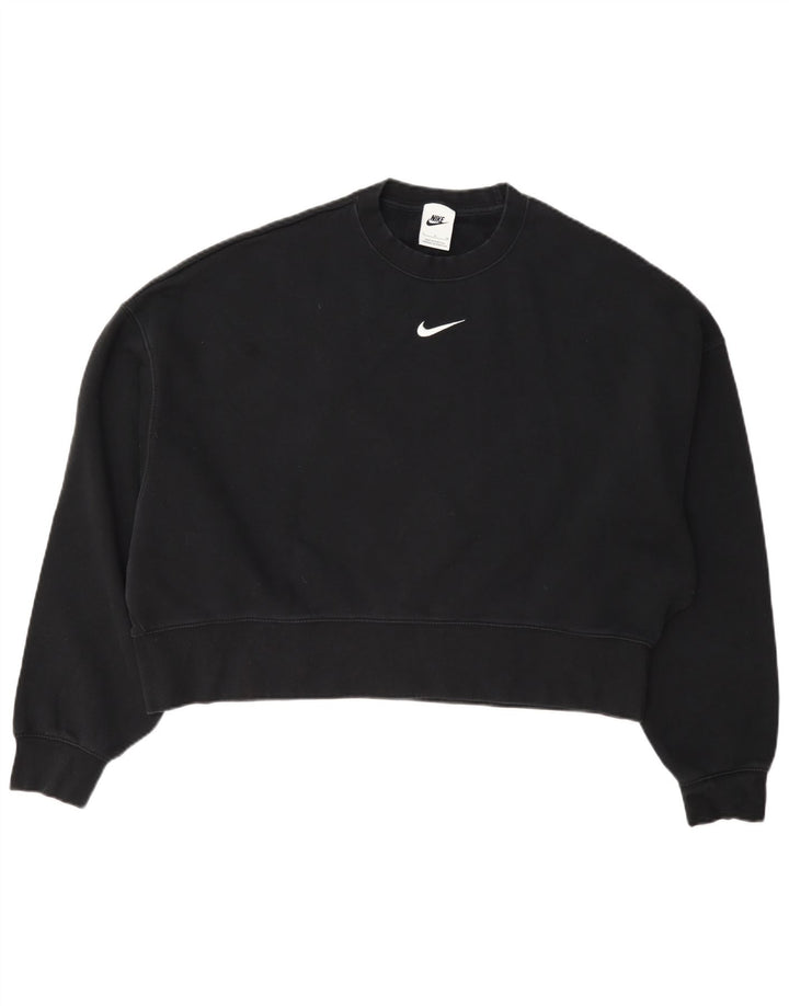 Pulover oversized pentru femei Nike Crop, UK 10, bumbac negru mic