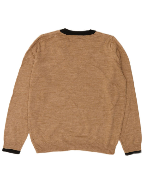 Pulover pentru femei Marks & Spencer, cu decolteu în V, UK 10 Mic, Bej, pete