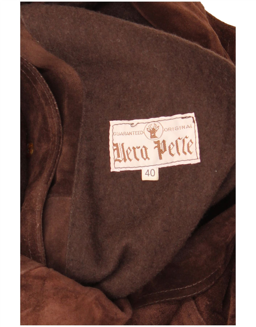 Jachetă vintage de damă supradimensionată din piele intoarsa EU 40 maro mediu din piele