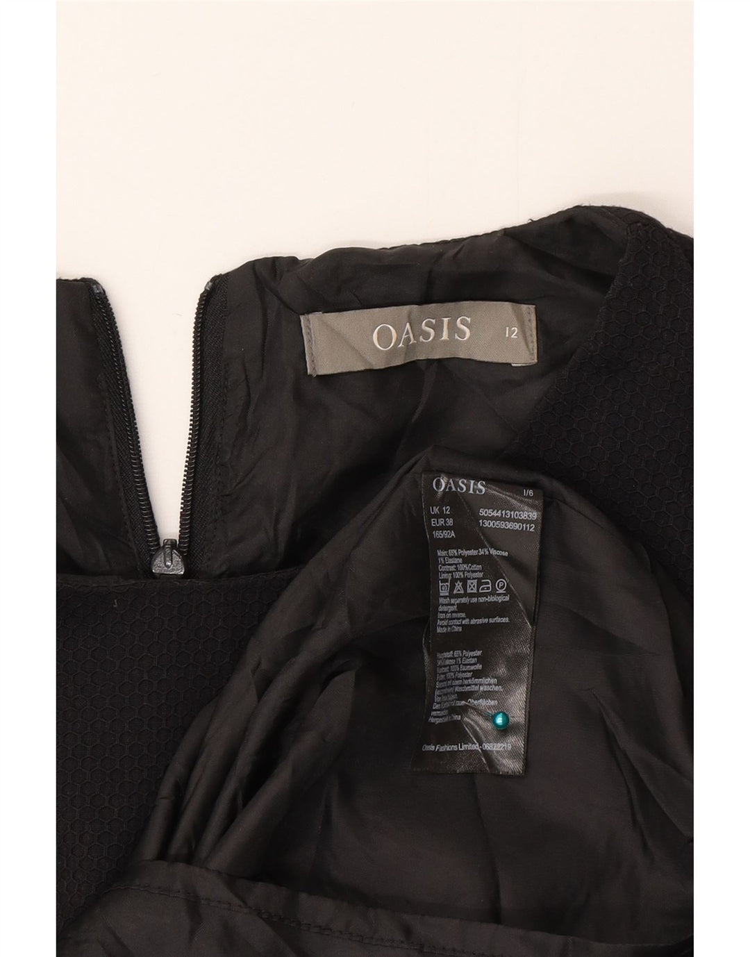 Rochie Oasis pentru femei, fără mâneci, poliester negru mediu UK 12