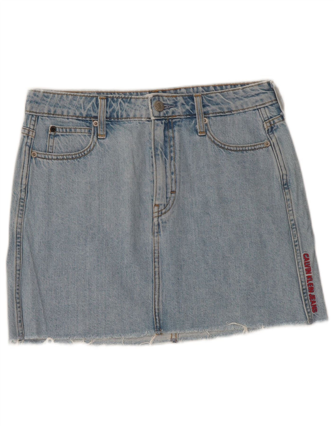 CALVIN KLEIN JEANS Fusta de denim cu talie joasa pentru femei W26 Bumbac albastru mic