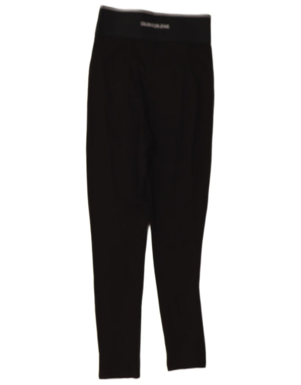 Calvin Klein Leggings cu grafică pentru femei UK 8 Small Black Viscose