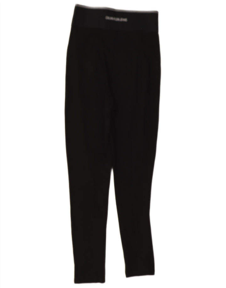 Calvin Klein Leggings cu grafică pentru femei UK 8 Small Black Viscose