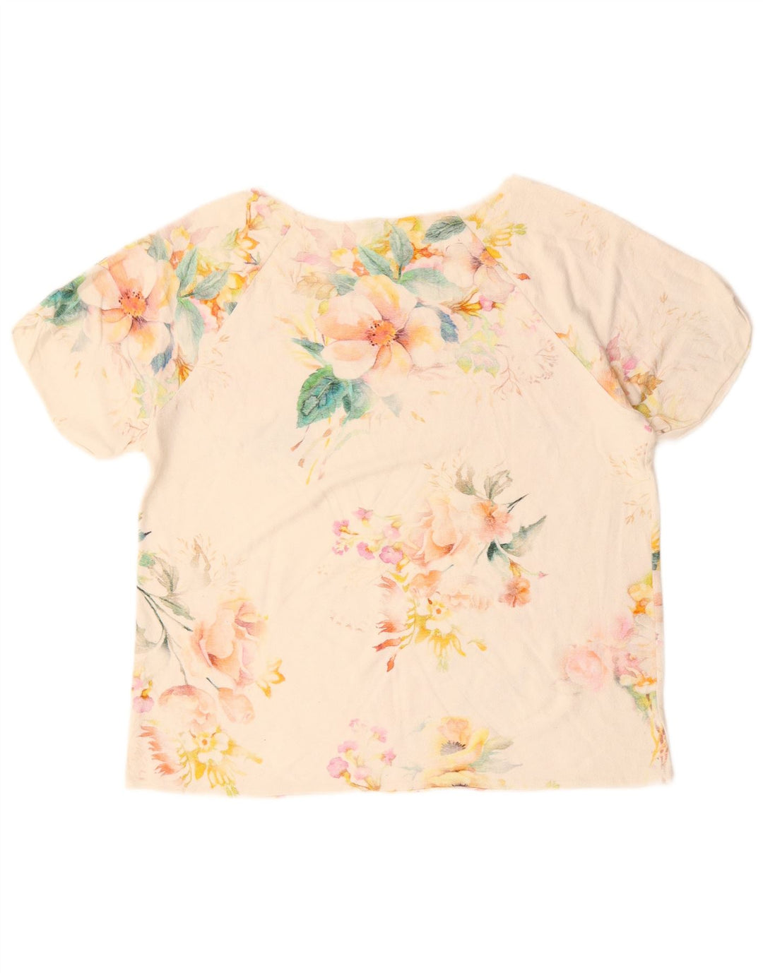 BENETTON Tricou pentru femei Top UK 16 Large Off White Floral