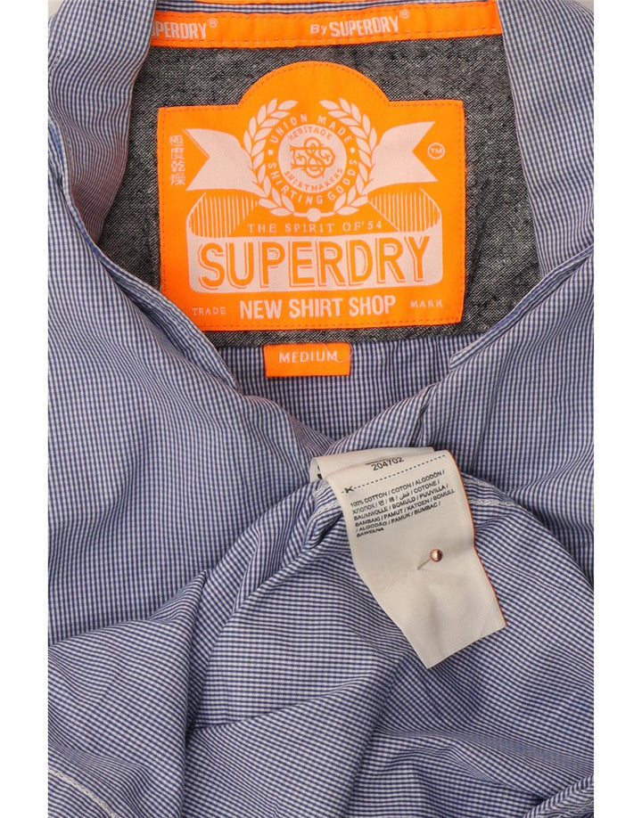 Cămașă pentru bărbați SUPERDRY, albastru mediu, bumbac vichy