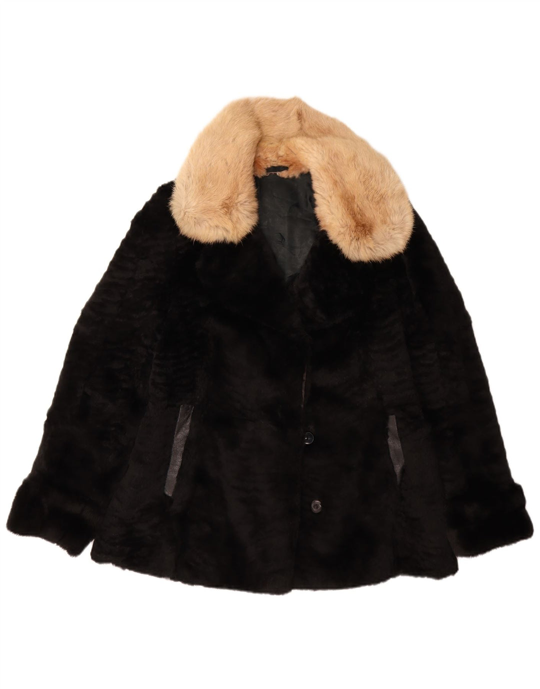 Jachetă de blană artificială pentru femei VINTAGE UK 14 Medium Black