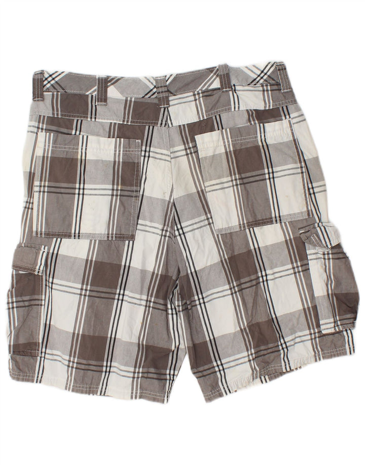 Pantaloni scurți cargo Wrangler pentru bărbați W34, bumbac alb cu carouri mari