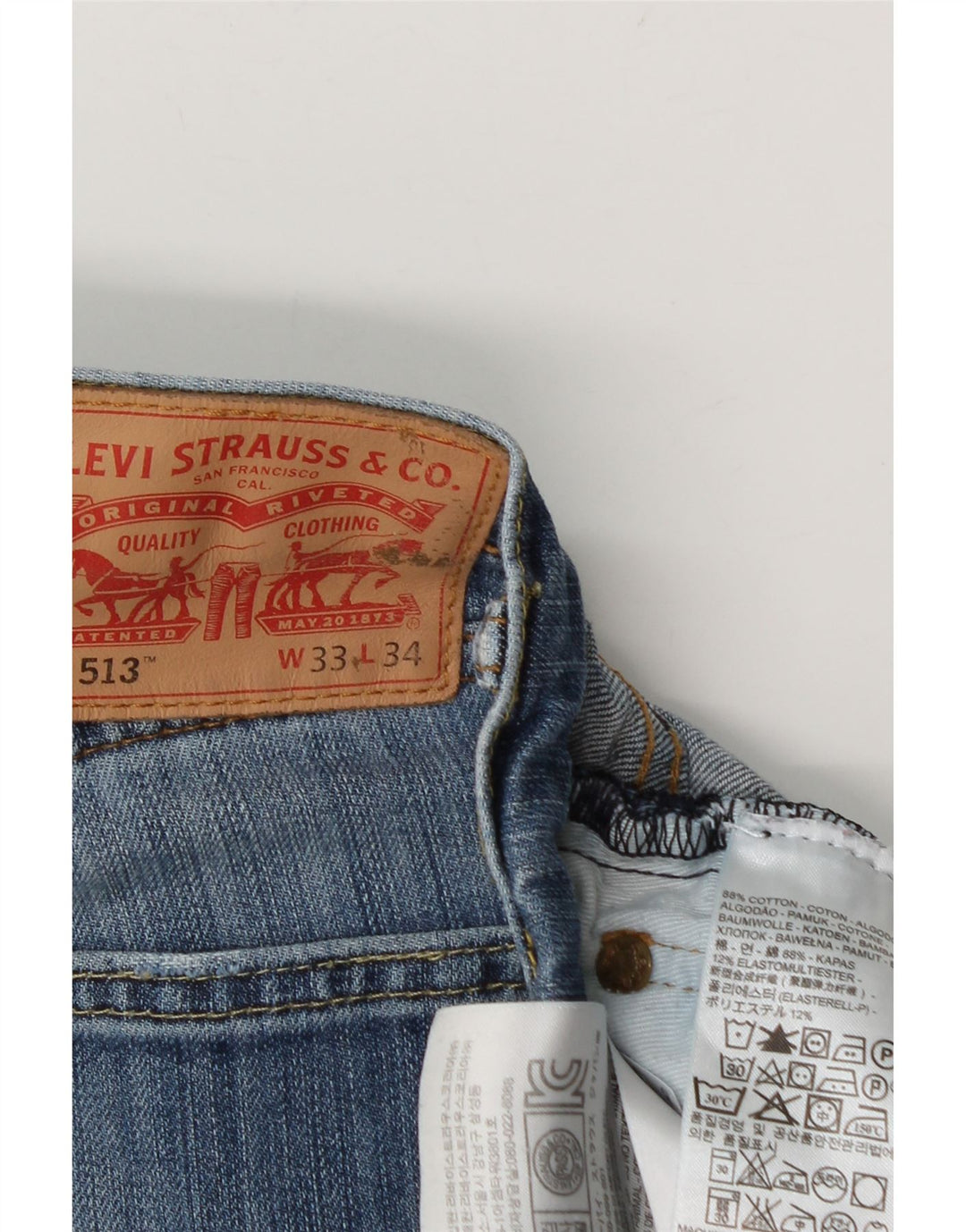 Blugi Levi's 513 Slim Straight pentru bărbați W33 L30 Bumbac albastru
