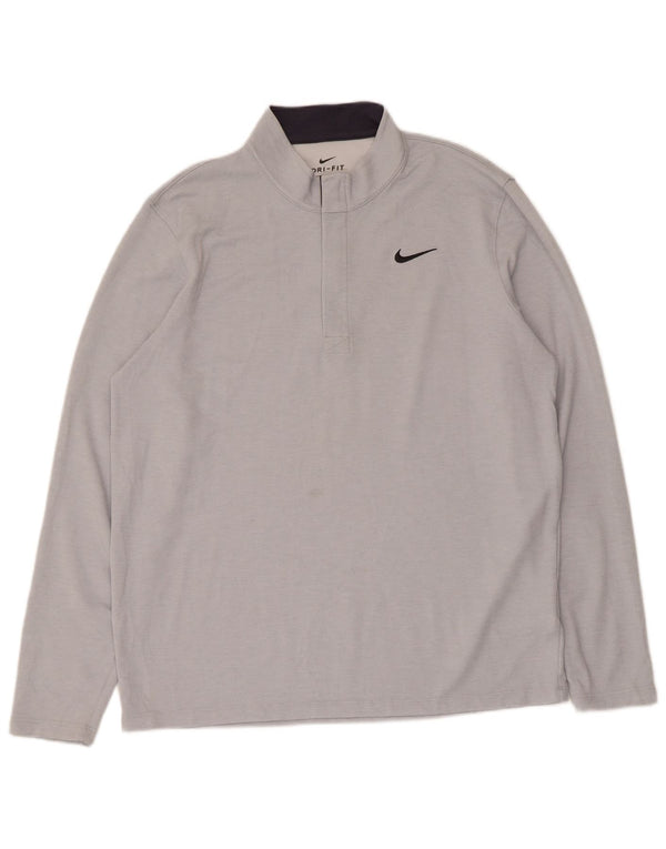 Top de trening Nike Dri Fit Standard cu fermoar și gât pentru bărbați, mare, gri