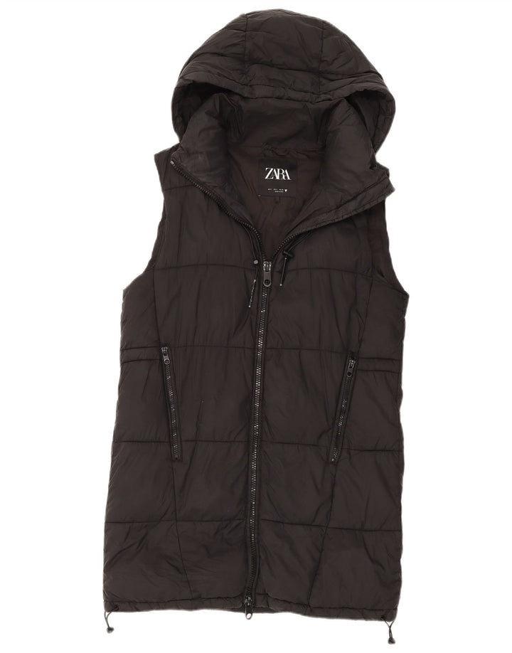 Gilet cu glugă supradimensionat pentru femei Zara UK 10 Poliester negru mic