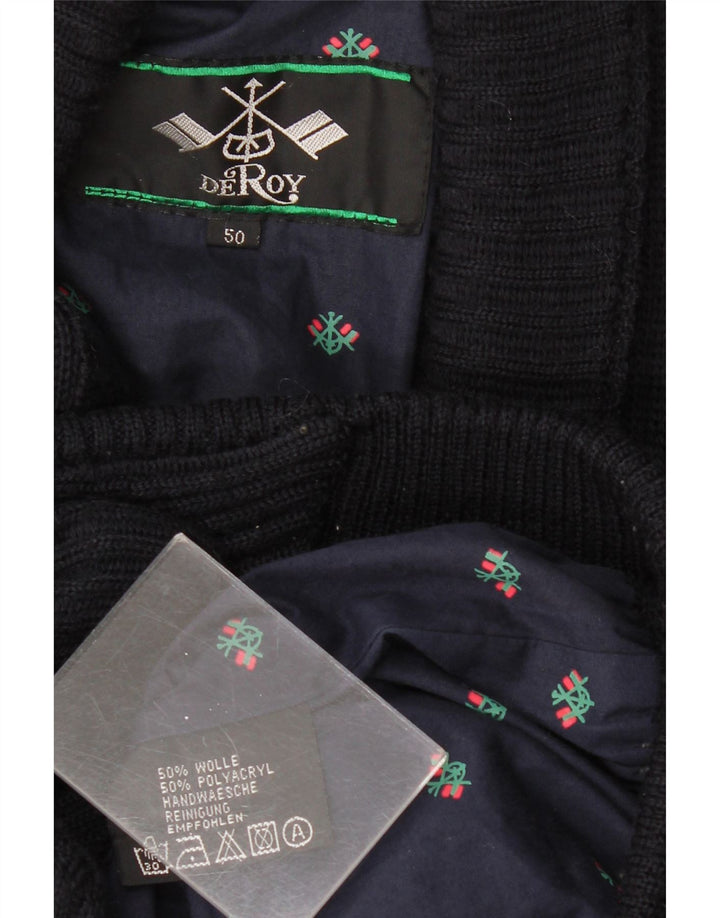 Pulover cardigan pentru bărbați VINTAGE IT 50 Mediu Lână bleumarin