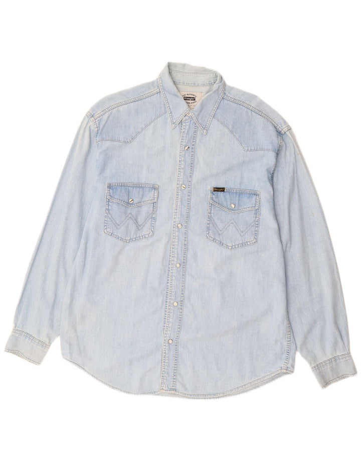 Cămașă Western denim pentru bărbați Wrangler, bumbac albastru mare