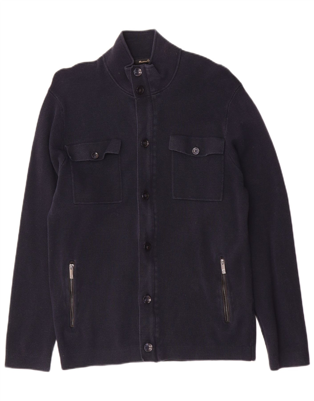 Pulover cardigan Massimo Dutti pentru bărbați, bumbac bleumarin mediu