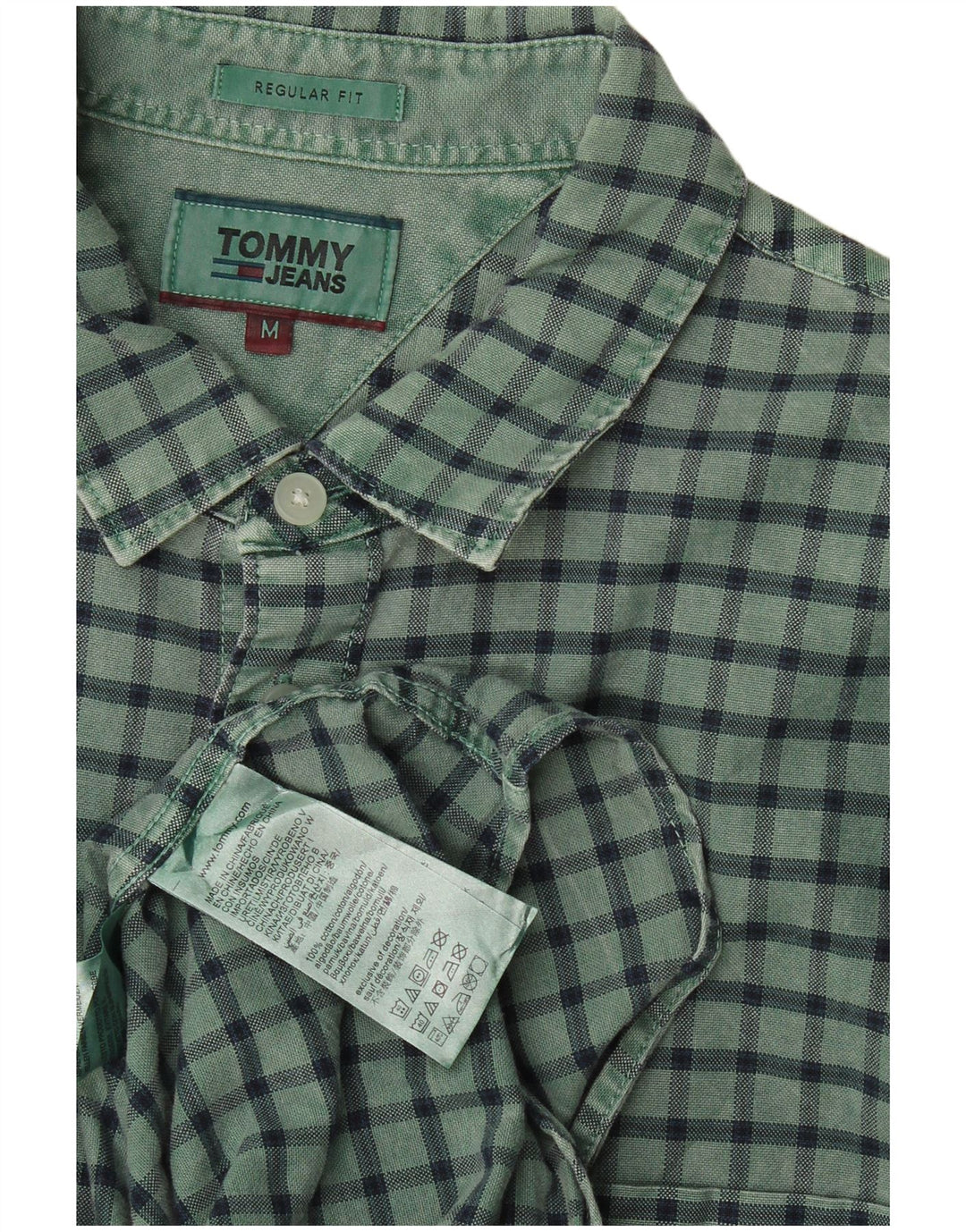 Cămașă pentru bărbați Tommy Hilfiger, cu tăiere obișnuită, din bumbac verde mediu cu carouri