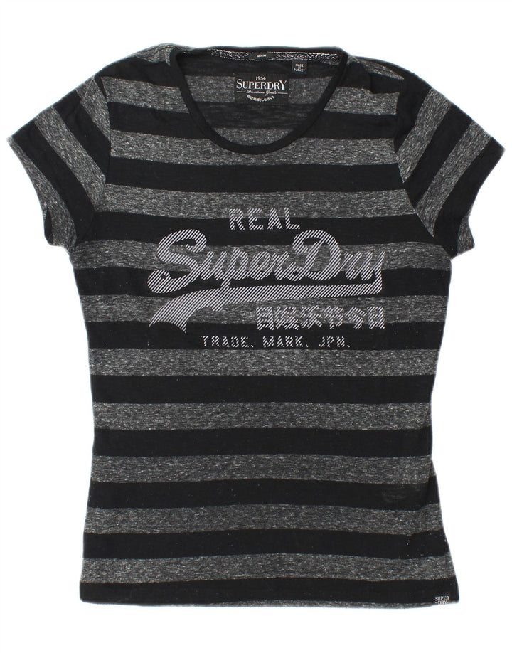 Tricou grafic Superdry pentru femei Top UK 12 Poliester cu dungi negre medii